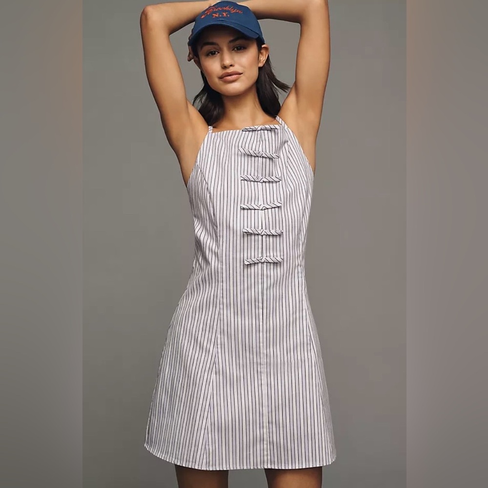 Anthropologie Exquise High-Neck Bow Mini Dress Large